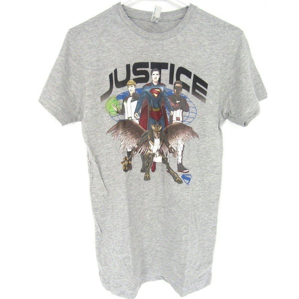 Warner Bros Justice League T-Shirt Unisex XS Gray Superman Graphic Tee Tour